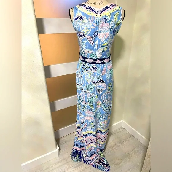 LILLY PULITZER MCKINLEY MAXI DRESS BLUE PERI LAPIS LANTERNS NWT - Picture 4 of 12